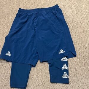 Adidas basket ball shorts w compression attached